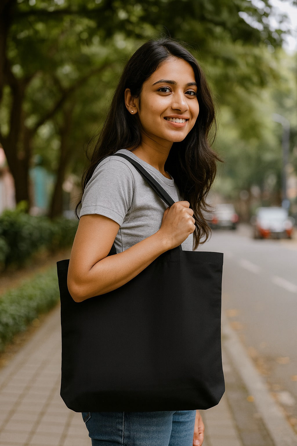 STYLLURE Printed Tote Bag for Women, Forget the Mistake Remember the Lesson Quote, Black Canvas Shoulder Bag, Lightweight and Spacious