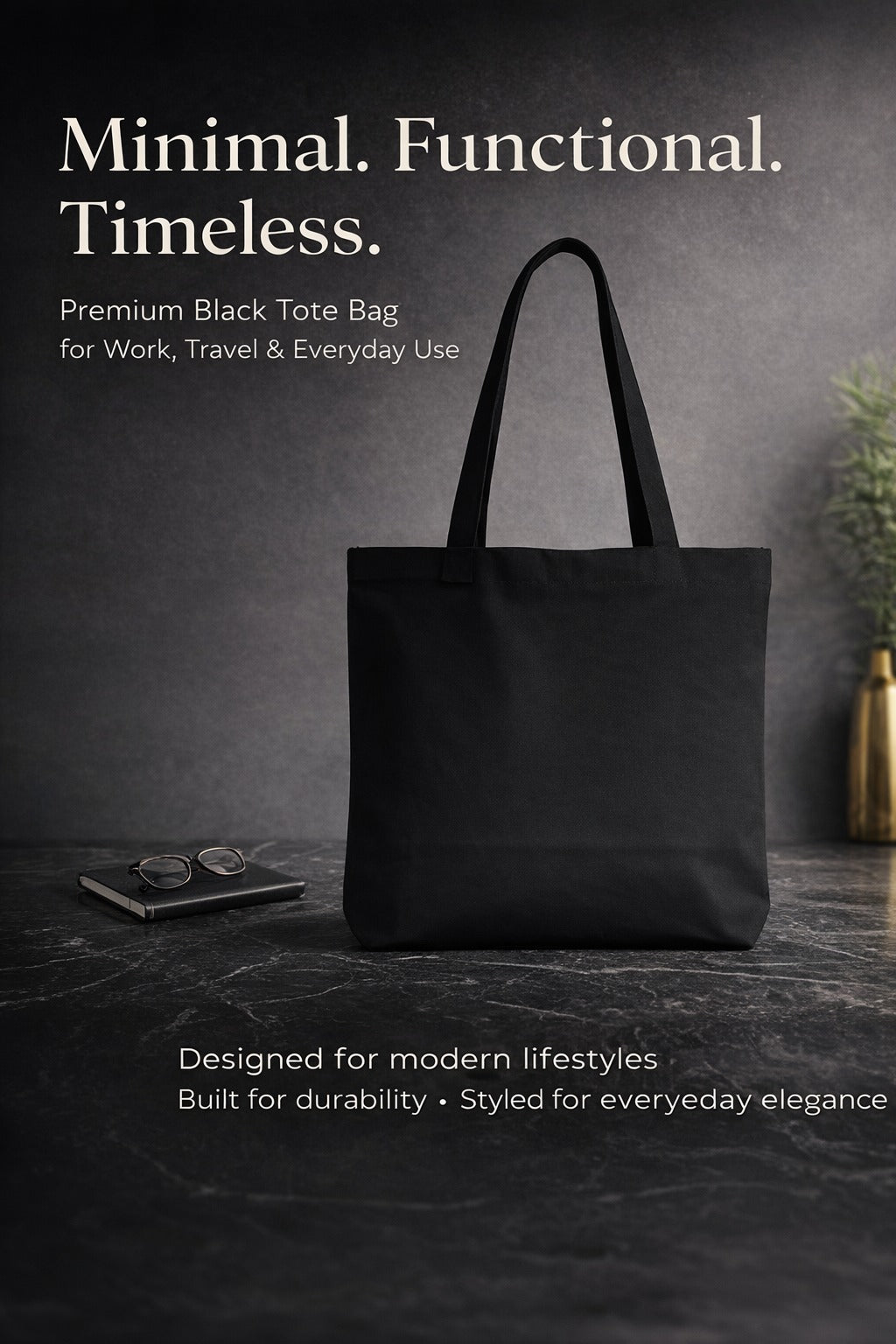 STYLLURE Printed Tote Bag for Women, Floral Lion Design, Black Canvas Shoulder Bag, Spacious Lightweight Tote